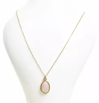 Collana in Acciaio Inossidabile Dorato con Ciondolo Geometrico in Quarzo Rosa AA 15mm