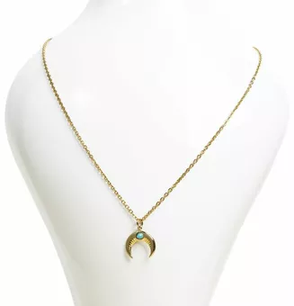 Collana a Catena in Acciaio Inossidabile Dorato con Pendente Luna Turchenite A