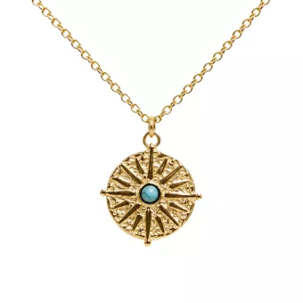 Collana in Acciaio Inossidabile Dorato Sole con Turchenite A