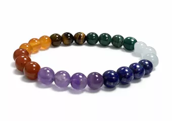 Braccialetto con pietre dei 7 chakra A+, perline da 8 mm