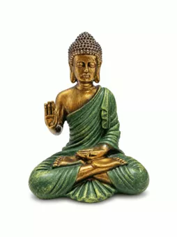 Statua Buddha Abhaya Verde in Resina 13 cm