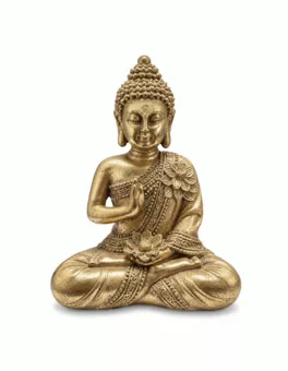 Statua Buddha Abhaya Dorata in Resina 14 cm