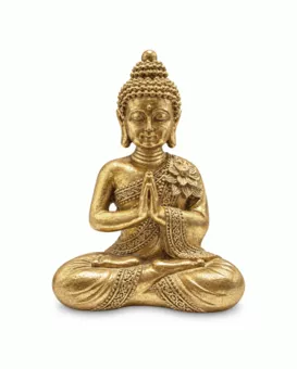 Statua Buddha Namastè Dorata in Resina 14 cm