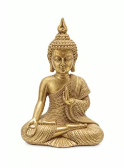 Statua Buddha Dorato Mudra dell'Insegnamento in Resina 15 cm