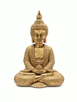 Statua Buddha Meditazione Dorata in Resina 15 cm