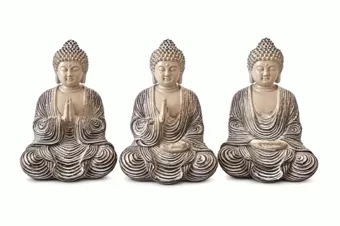 Set di 3 Statue Buddha Meditazione e Preghiera in Resina 10 cm
