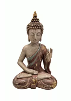Statua Buddha Vitarka Malva Patinata in Resina 31 cm