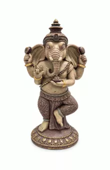 Statua di Ganesh Danzante Viola e Dorato in Resina 32 cm