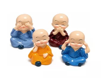 Set di 4 Monaci della Saggezza in Ceramica 5,5 cm