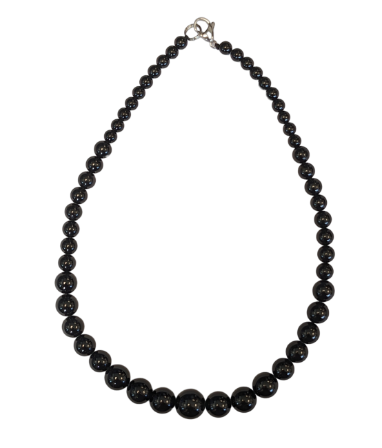 Collana di tormalina nera con perle di goccia 6-14 mm 45 cm