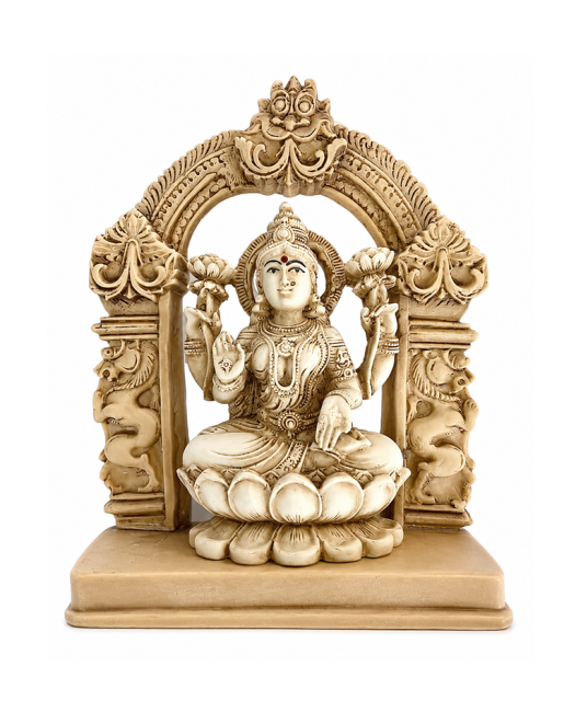 incenso ad Statua in Resina Dea Lakshmi Avorio e Dorata 13cm