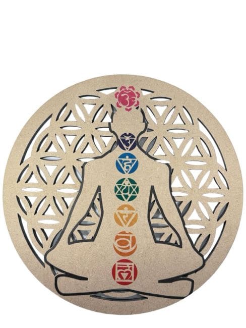 Placca in legno 7 chakra 15 cm