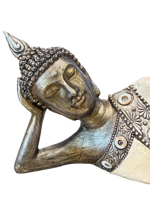 incenso ad Buddha sdraiato, resina, madreperla, 35 cm|it