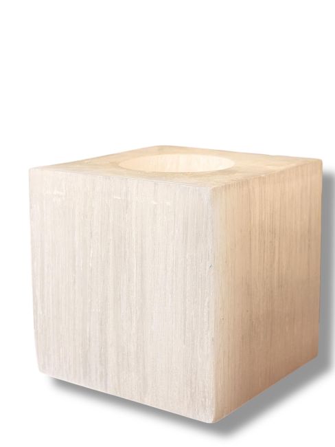 Candelabro a cubo in selenite lucida 7 cm 0,7-1 kg