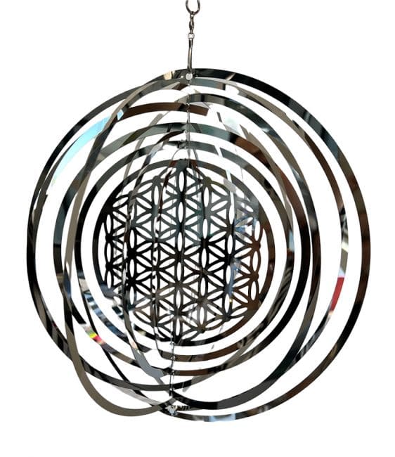 incenso ad Campanello a vento 3D in acciaio fiore della vita 15 cm