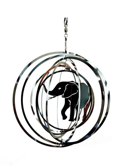 Campanello a vento elefante in acciaio 3D 15 cm