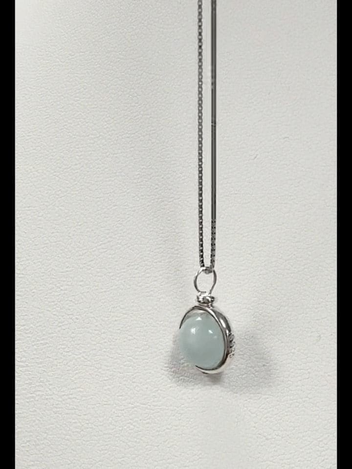 Collana in argento 925 con ciondolo a sfera in acquamarina A+ da 10 mm