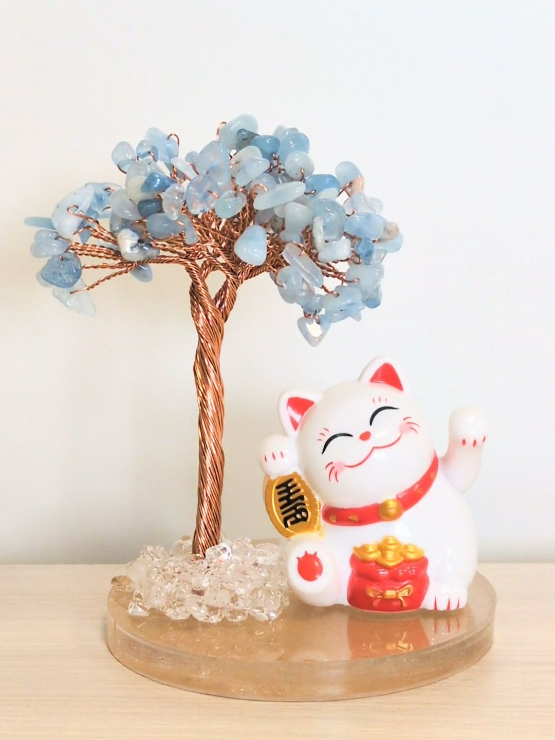 Albero della vita in acquamarina con Manekineko
