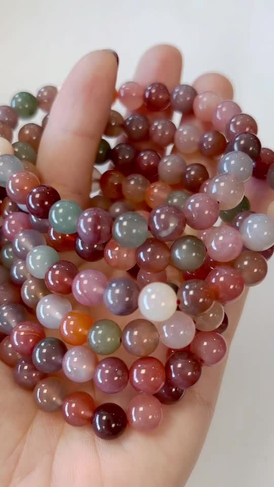 Bracciale Agata Multicolore AA perla 8mm