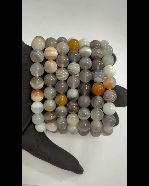 Bracciale in agata del Botswana A perle da 10 mm