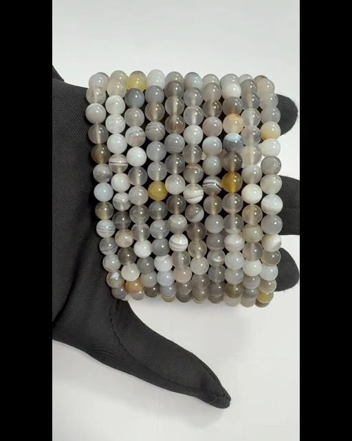 Bracciale in agata del Botswana A perle da 6 mm