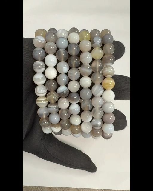 Bracciale in agata del Botswana A perle da 8 mm