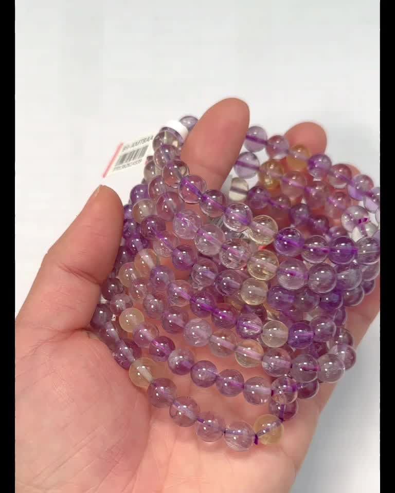 Bracciale Ametista Citrino Perline AA 7.5-8.5 mm