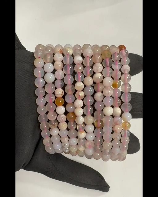 Bracciale con agata Cherry Blossom perline A da 6 mm