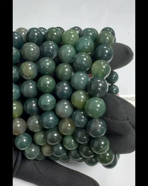 Bracciale in agata muschiata A perline da 10 mm