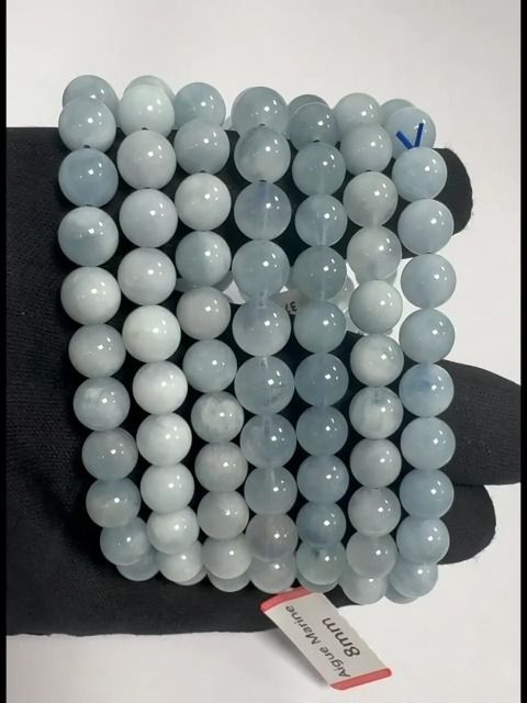 Bracciale acquamarina con perle da 8 mm