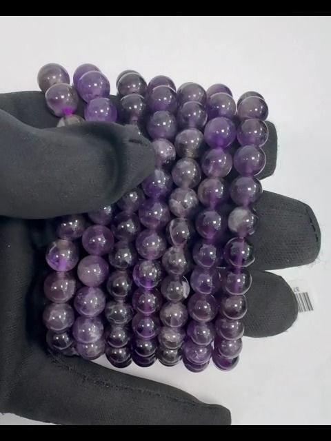 Bracciale in ametista A perline da 7,5-8,5 mm