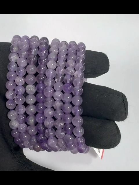 Bracciale in ametista trasparente A perline da 5,5-6,5 mm