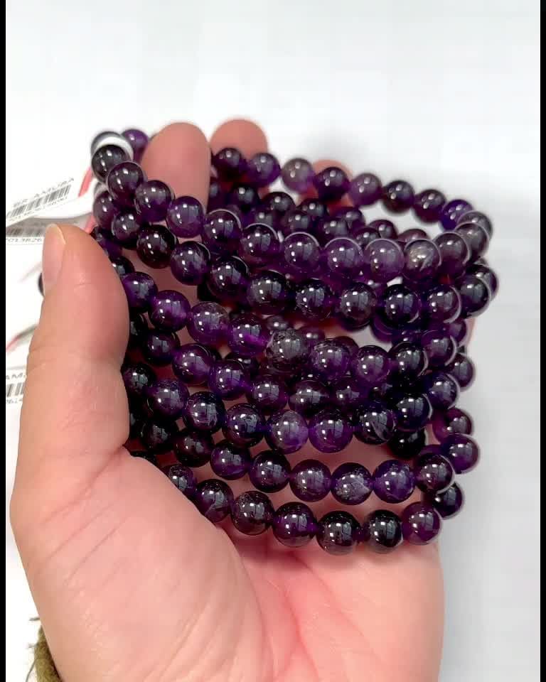 Bracciale con ametista perline Uruguay A da 7,5-8,5 mm