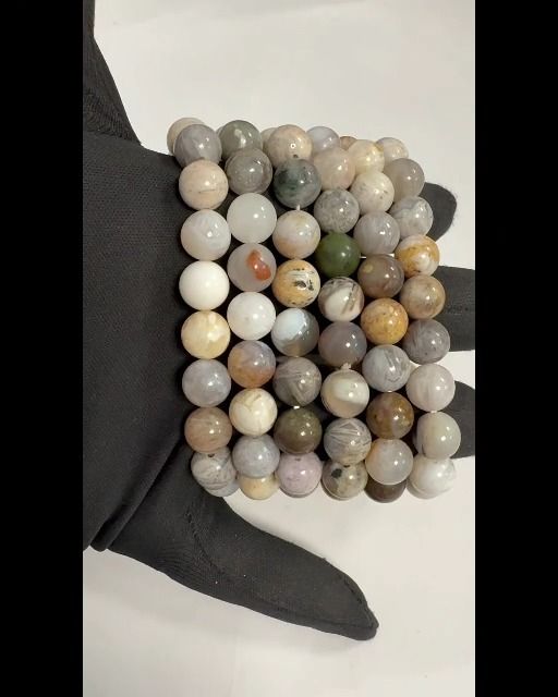 Bracciale Agata Piuma perline 10mm