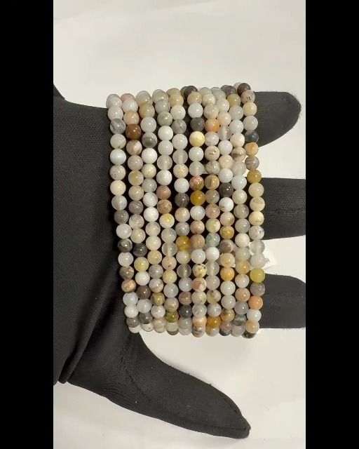 Bracciale Agata Piuma perline 4mm