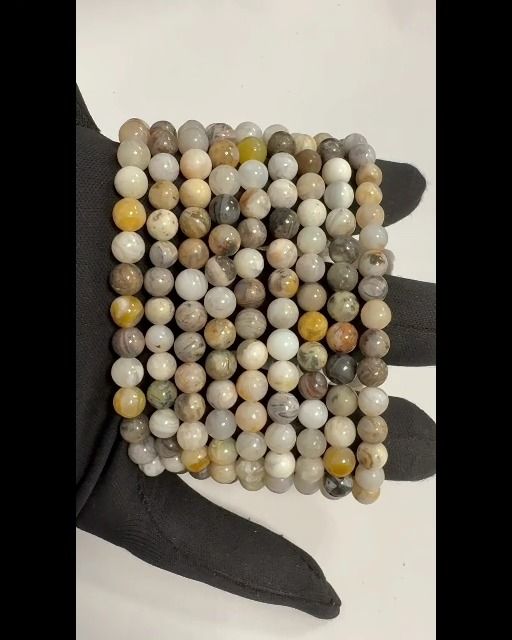 Bracciale di Agate Plume da 8mm Perline