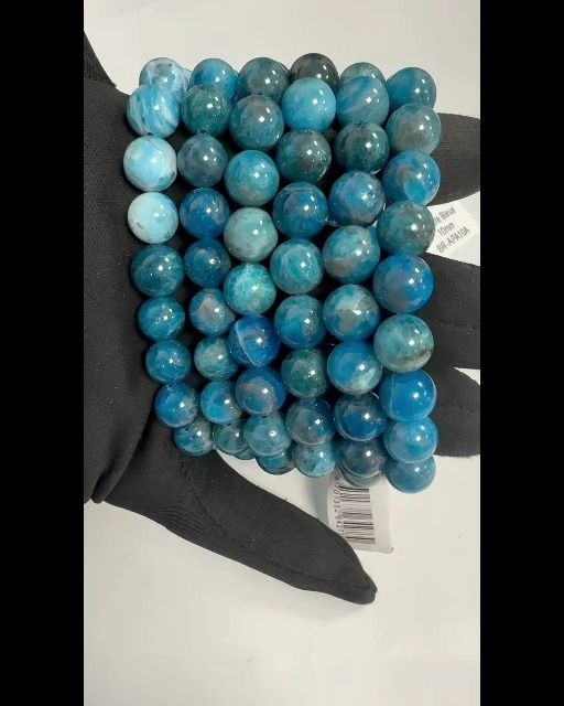 Bracciale in apatite blu con perle A da 10 mm