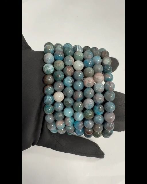 Bracciale in apatite blu con perline da 7.5-8.5 mm
