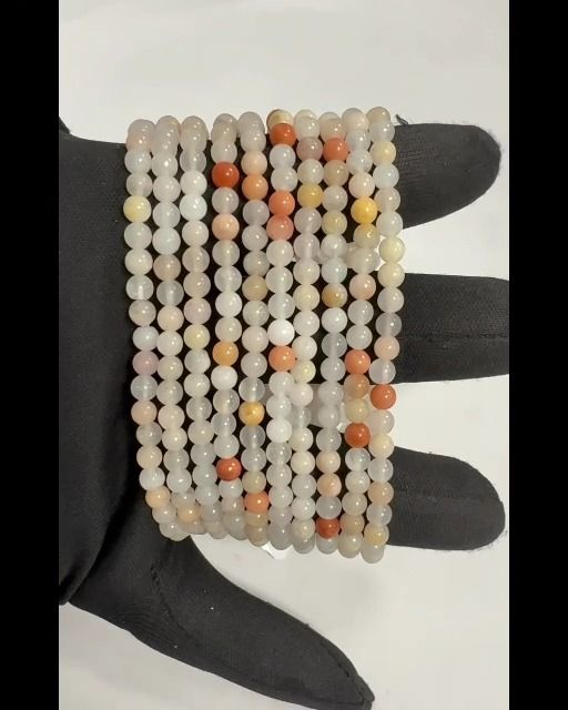 Bracciale avventurina pesca con perline A da 4 mm