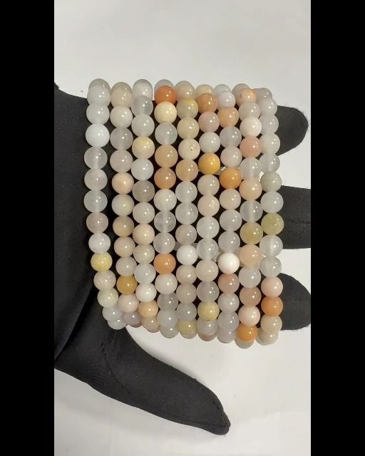 Bracciale avventurina pesca con perline da 6 mm