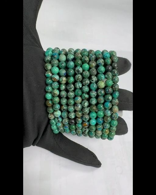 Bracciale in malachite azzurrite naturale con perle da 5-6 mm