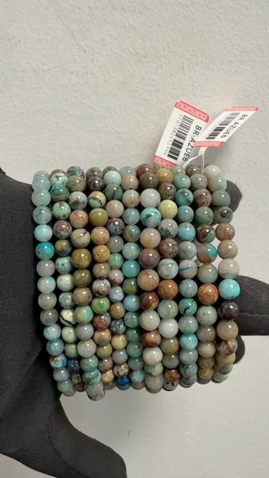 Bracciale in Azzurrite Malachite Naturale Stati Uniti AB perle 5.5-6.5mm