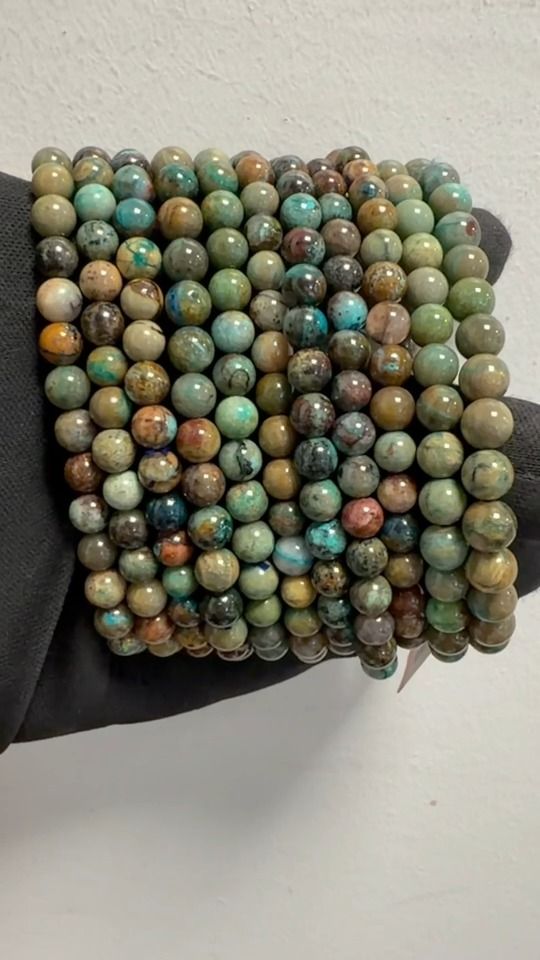 Bracciale in Azzurrite Malachite Naturale Messico A perle 6-7mm