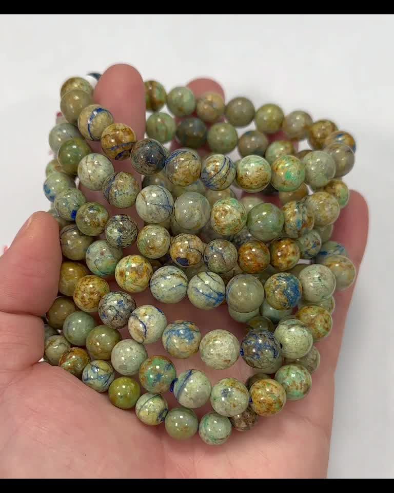 Bracciale Azzurrite Malachite Naturale Messico A perline 8.5-9.5mm