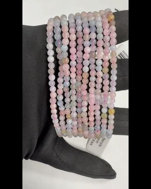 Bracciale in berillo, acquamarina e morganite con perle da 4 mm