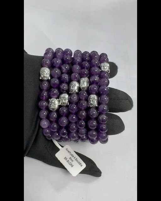 Bracciale Ametista & Buddha A perles 8mm