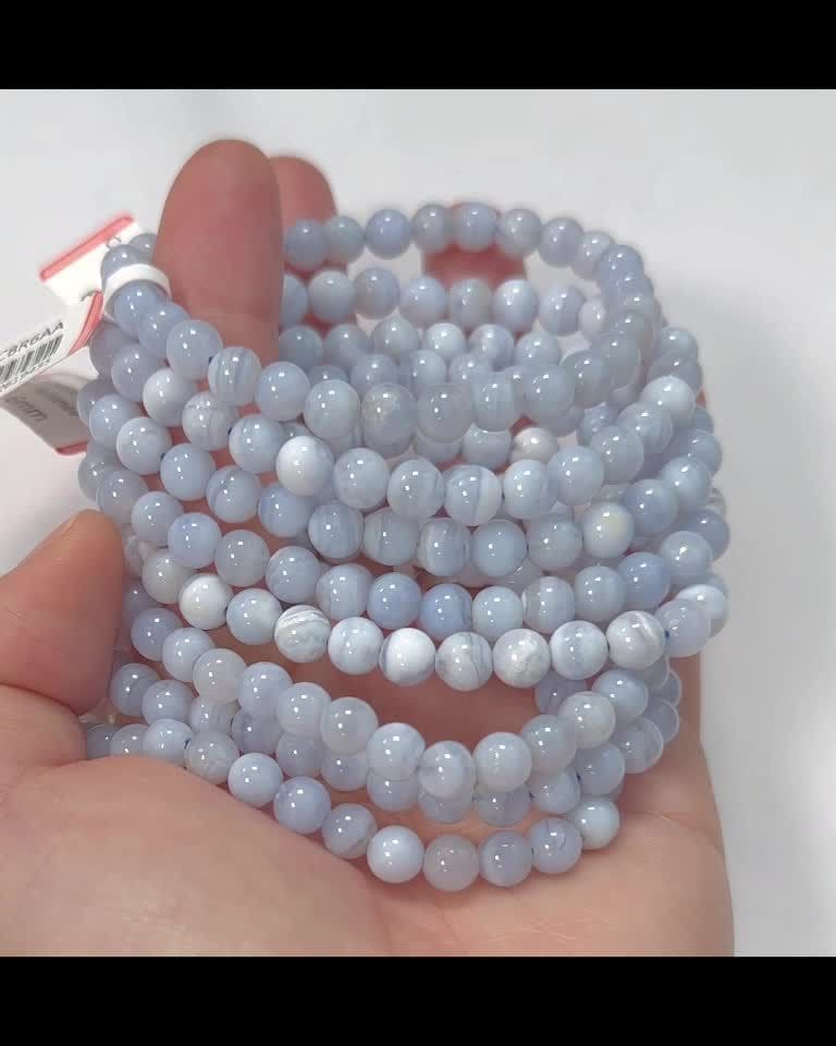 Bracciale Nastro di calcedonio blu perline AA 6mm