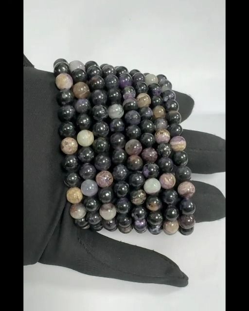 Bracciale in charoite con perline da 7-7,5 mm