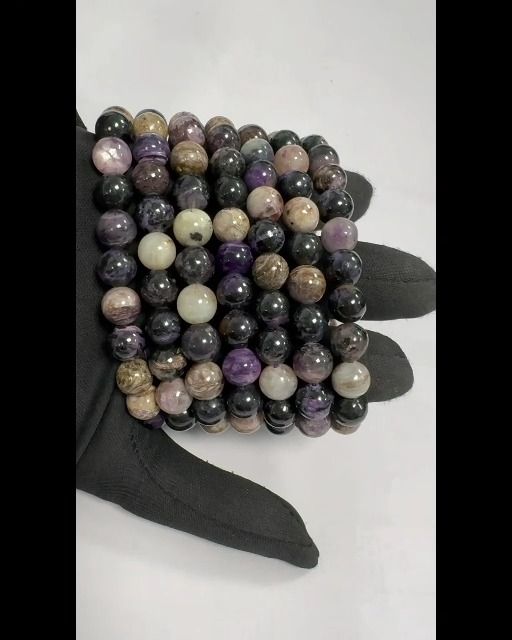 Bracciale in charoite con perline da 8,5-9,5 mm