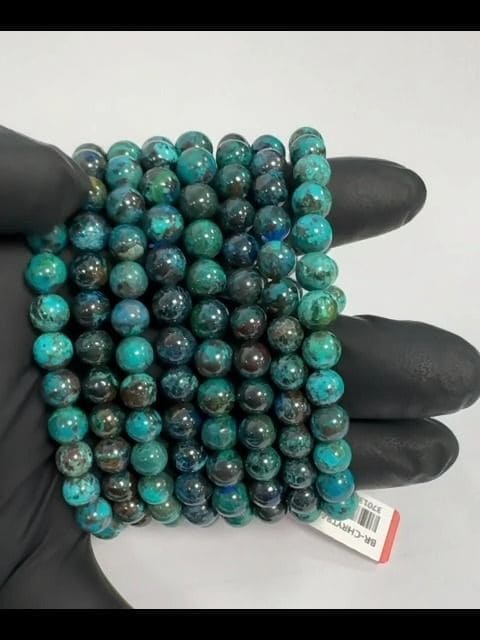 Bracciale Chrysocolla Türkiye AAA perline 7mm